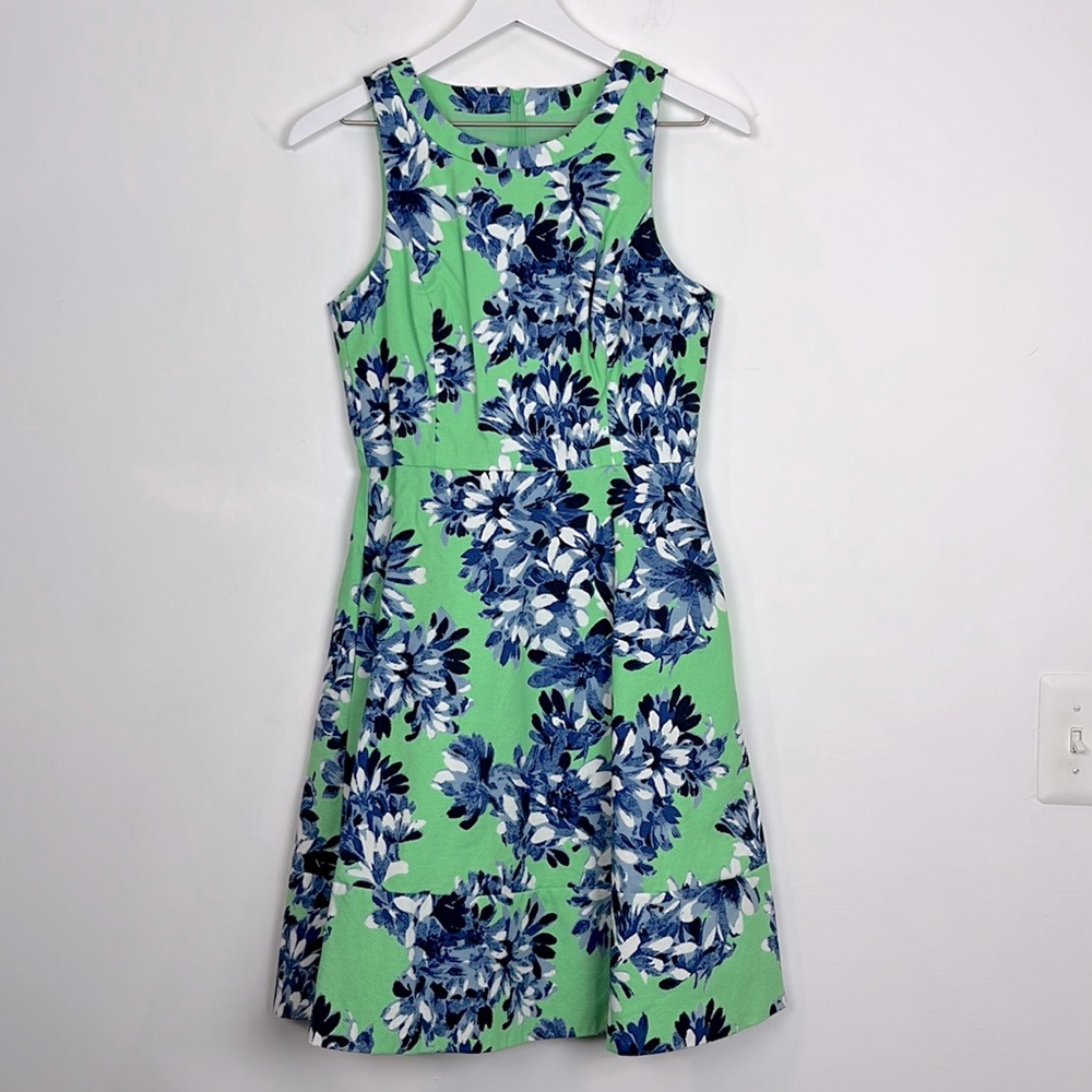 J. Crew Green Floral A Line Dress as seen on Dianna Agron